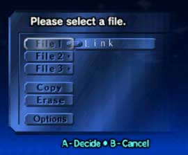 Select screen from Zelda 64 on N64